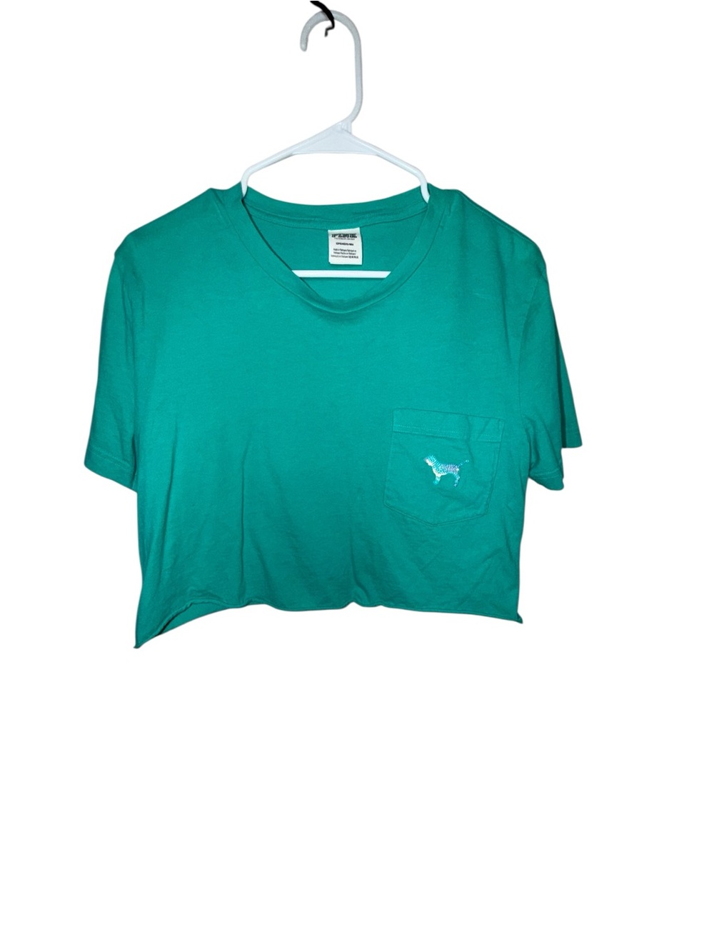 PINK Victoria's Secret Teal Cropped Pocket Tee